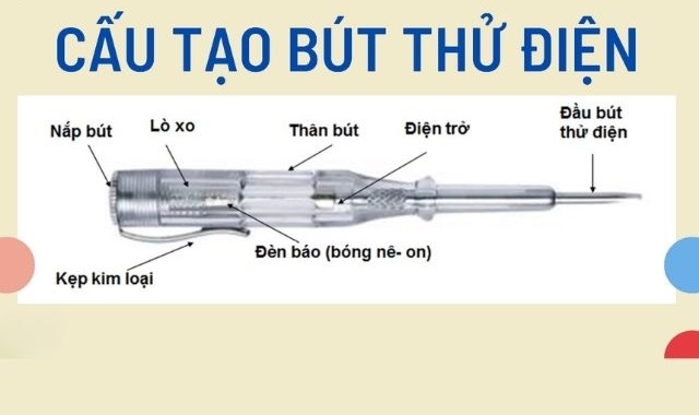 Bút thử điện là gì? Cách sử dụng an toàn để tránh rủi ro điện giật 3 cau tao but thu dien